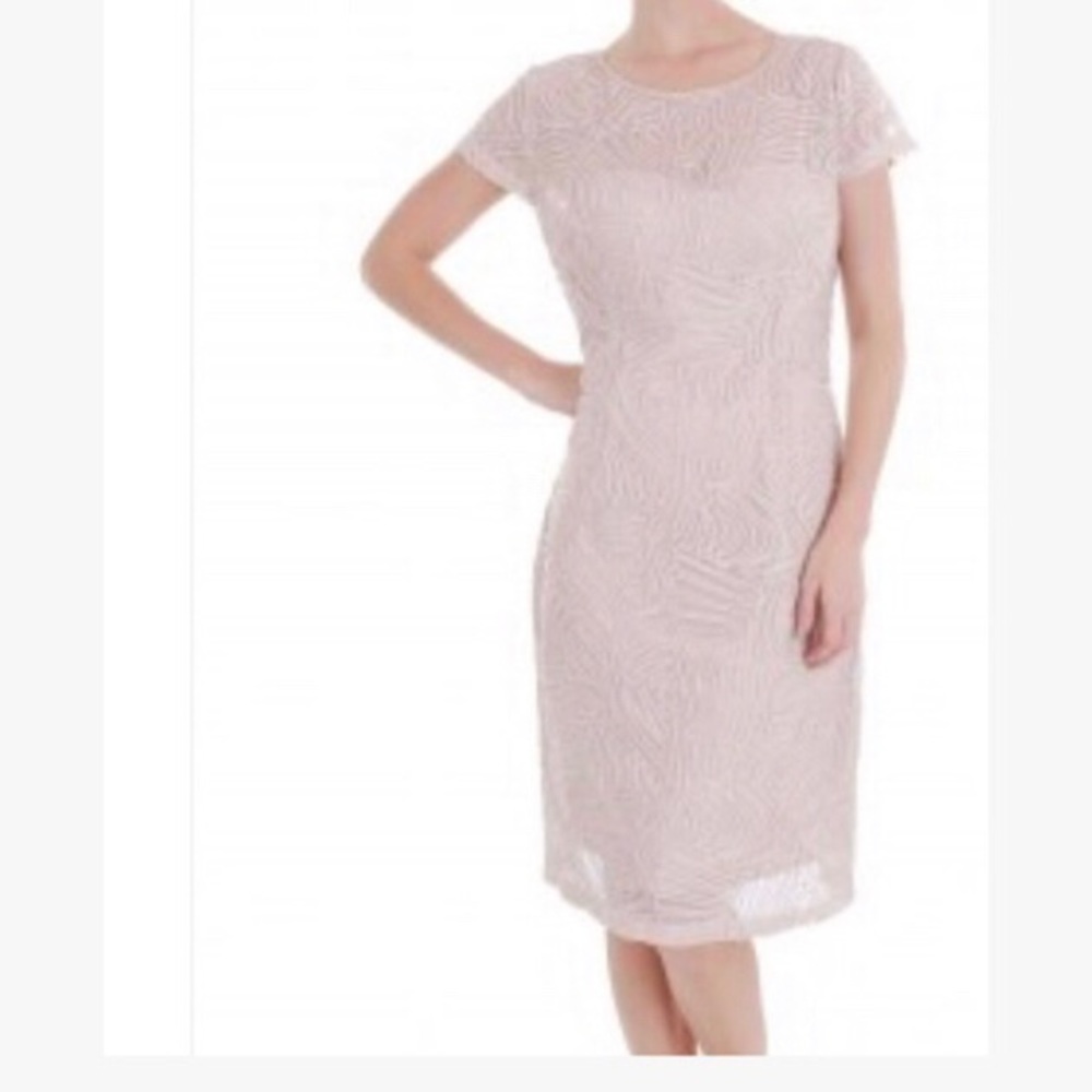 KATAYA COLLECTION Beige Embellished Knee Length Dress Size 12